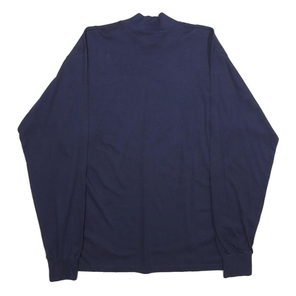 RUSSELL ATHLETIC Mens Navy Blue Long Sleeve Mock Neck Cotton T-Shirt M