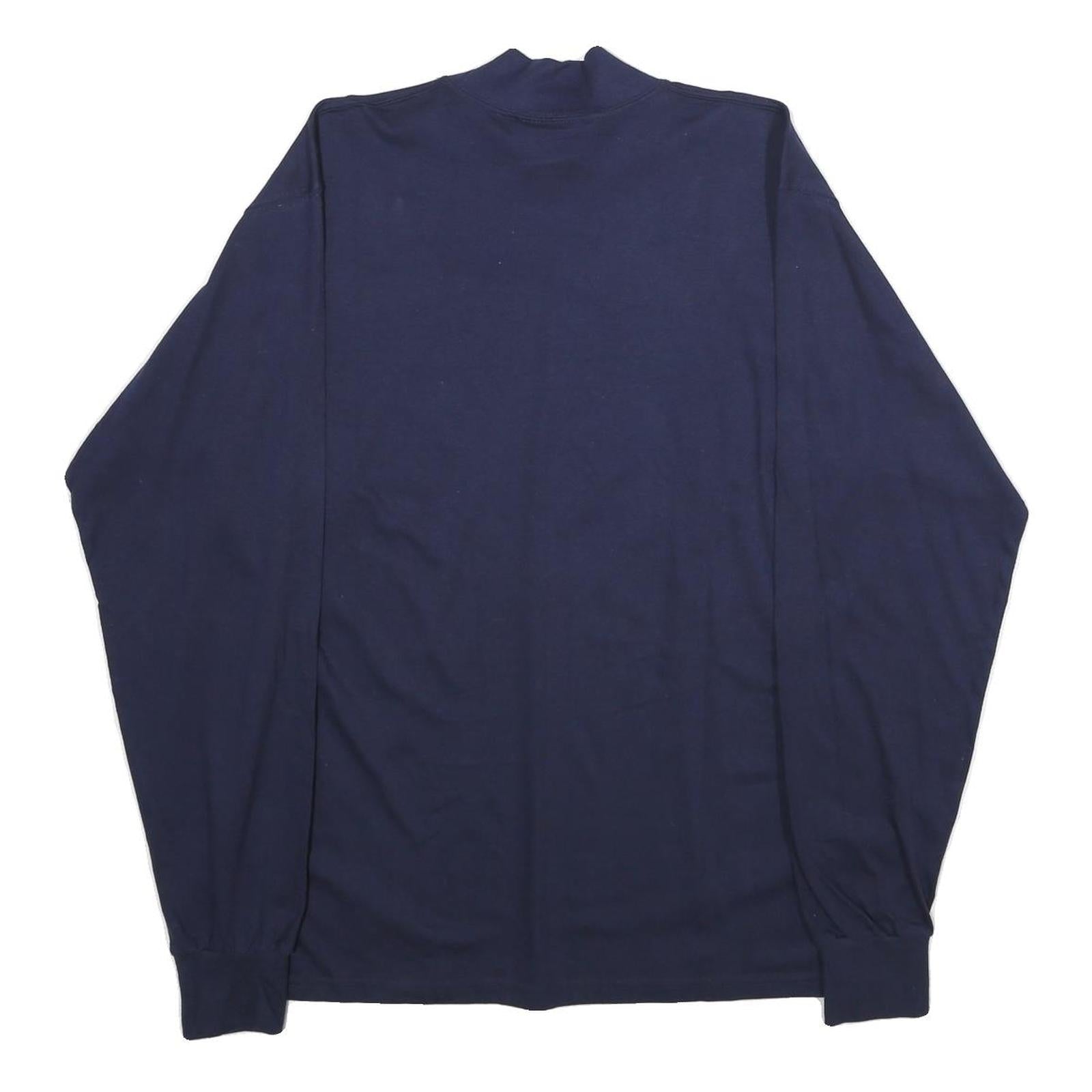 RUSSELL ATHLETIC Mens Navy Blue Long Sleeve Mock Neck Cotton T-Shirt M