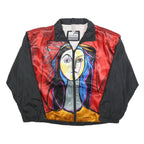 JULIA MICHAELS Mens Red & Black Artistic Print Zip Jacket M Polyester Casual