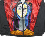 JULIA MICHAELS Mens Red & Black Artistic Print Zip Jacket M Polyester Casual