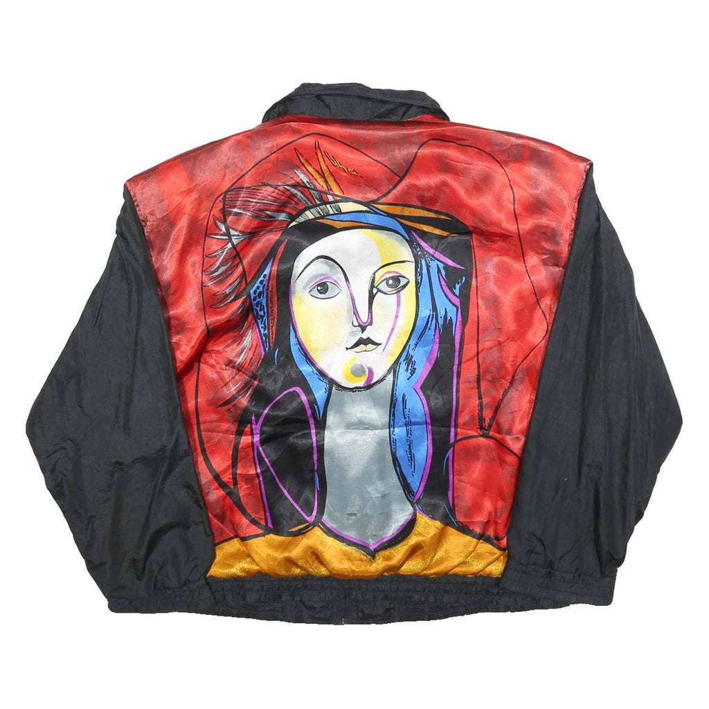 JULIA MICHAELS Mens Red & Black Artistic Print Zip Jacket M Polyester Casual