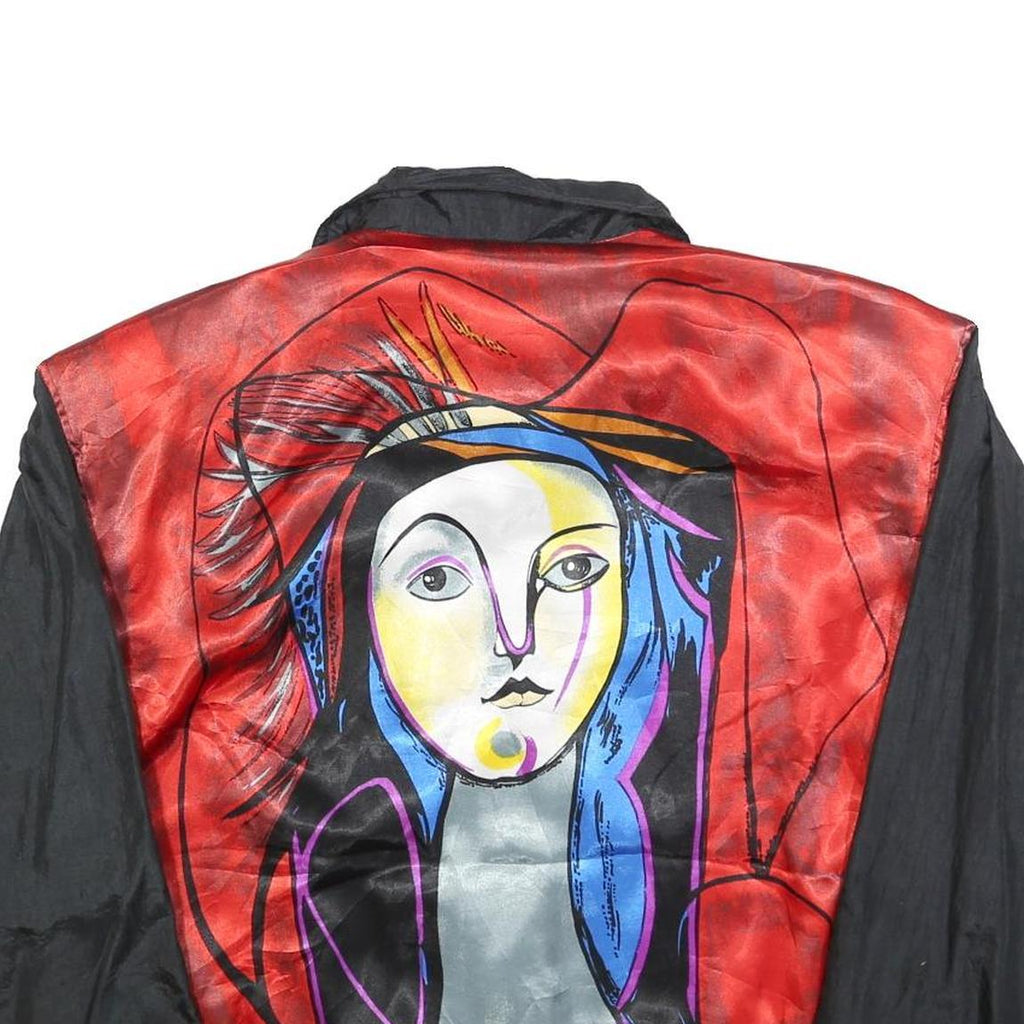 JULIA MICHAELS Mens Red & Black Artistic Print Zip Jacket M Polyester Casual