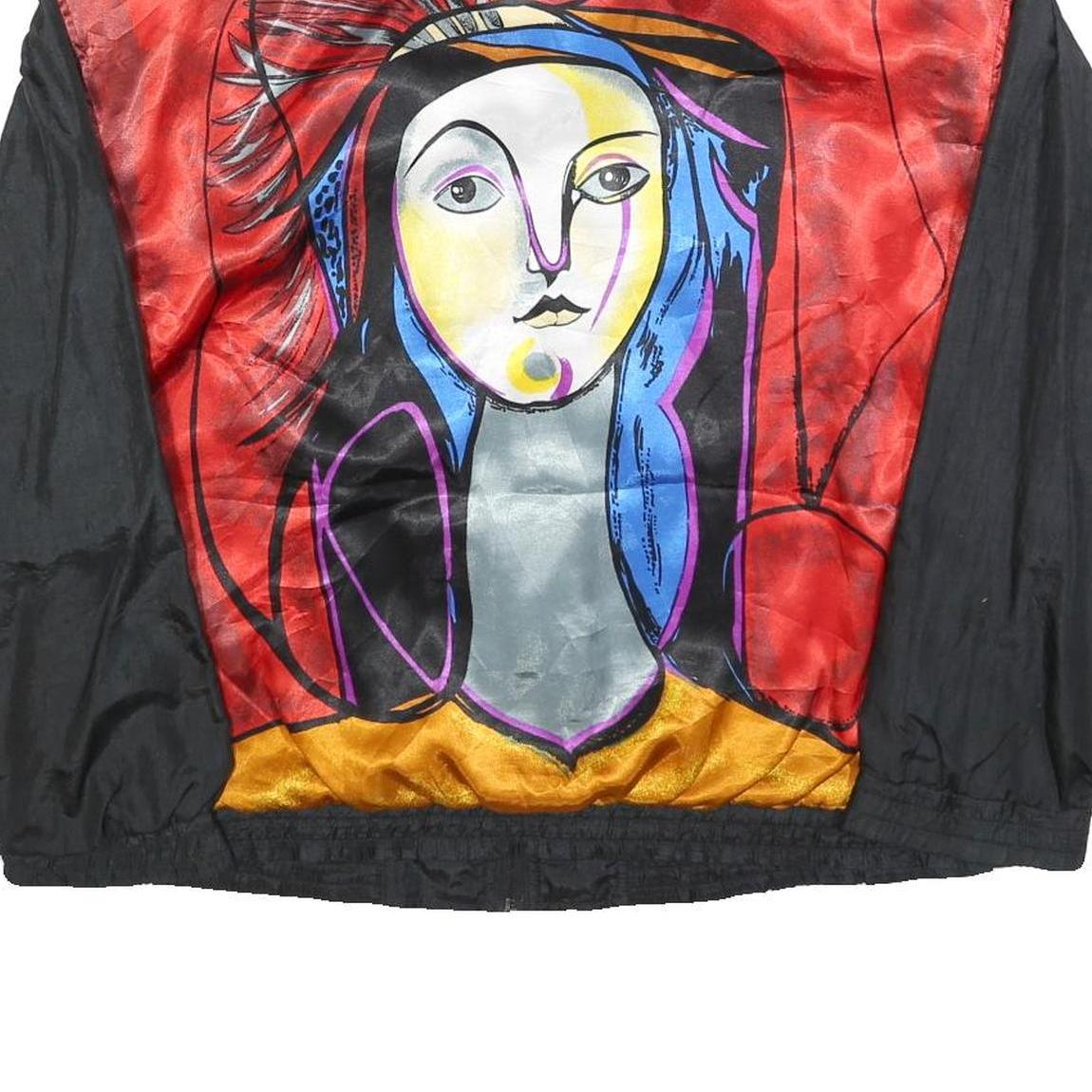 JULIA MICHAELS Mens Red & Black Artistic Print Zip Jacket M Polyester Casual