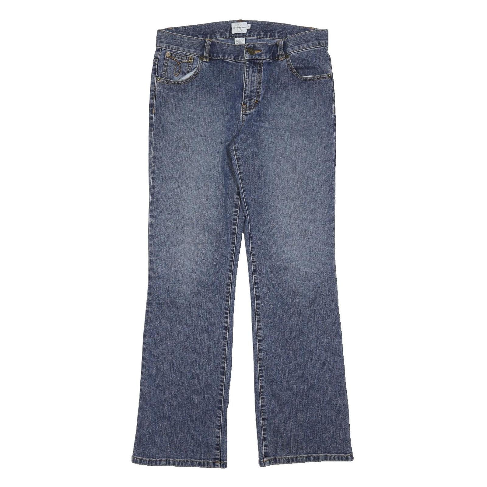 CALVIN KLEIN JEANS Womens Blue Regular Straight Denim Light W32 L30 Button