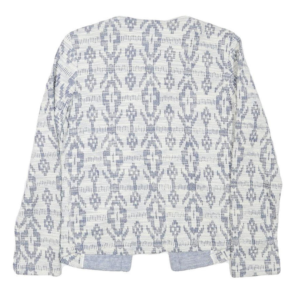 EDC Womens Blue & White Cotton Blend Patterned Button Jacket S Woven Lightweight