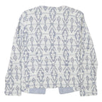 EDC Womens Blue & White Cotton Blend Patterned Button Jacket S Woven Lightweight