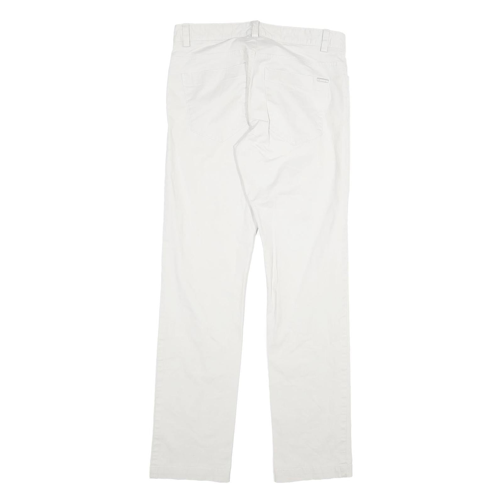 CALVIN KLEIN Mens Cotton White Slim Tapered Trousers W30 L31 Smart Casual