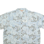 REDINGTON Mens Blue Fish Print Shirt 2XL Cotton Blend Short Sleeve Casual