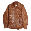 Womens Brown Leather Zip Jacket M Woven Genuine Soft Casual Classic Outerwear