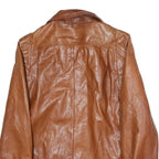 Womens Brown Leather Zip Jacket M Woven Genuine Soft Casual Classic Outerwear