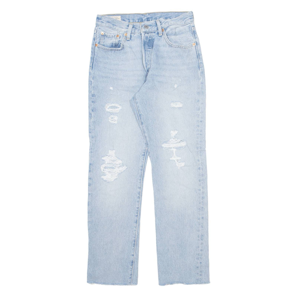 LEVI'S 501 BIG E Jeans Distressed Womens Blue Straight Stone Wash W25 L28