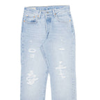 LEVI'S 501 BIG E Jeans Distressed Womens Blue Straight Stone Wash W25 L28