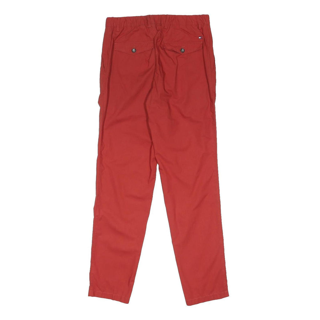 TOMMY HILFIGER Mens Regular Red Cotton Blend Trousers W28 L30 Clasp Pocket