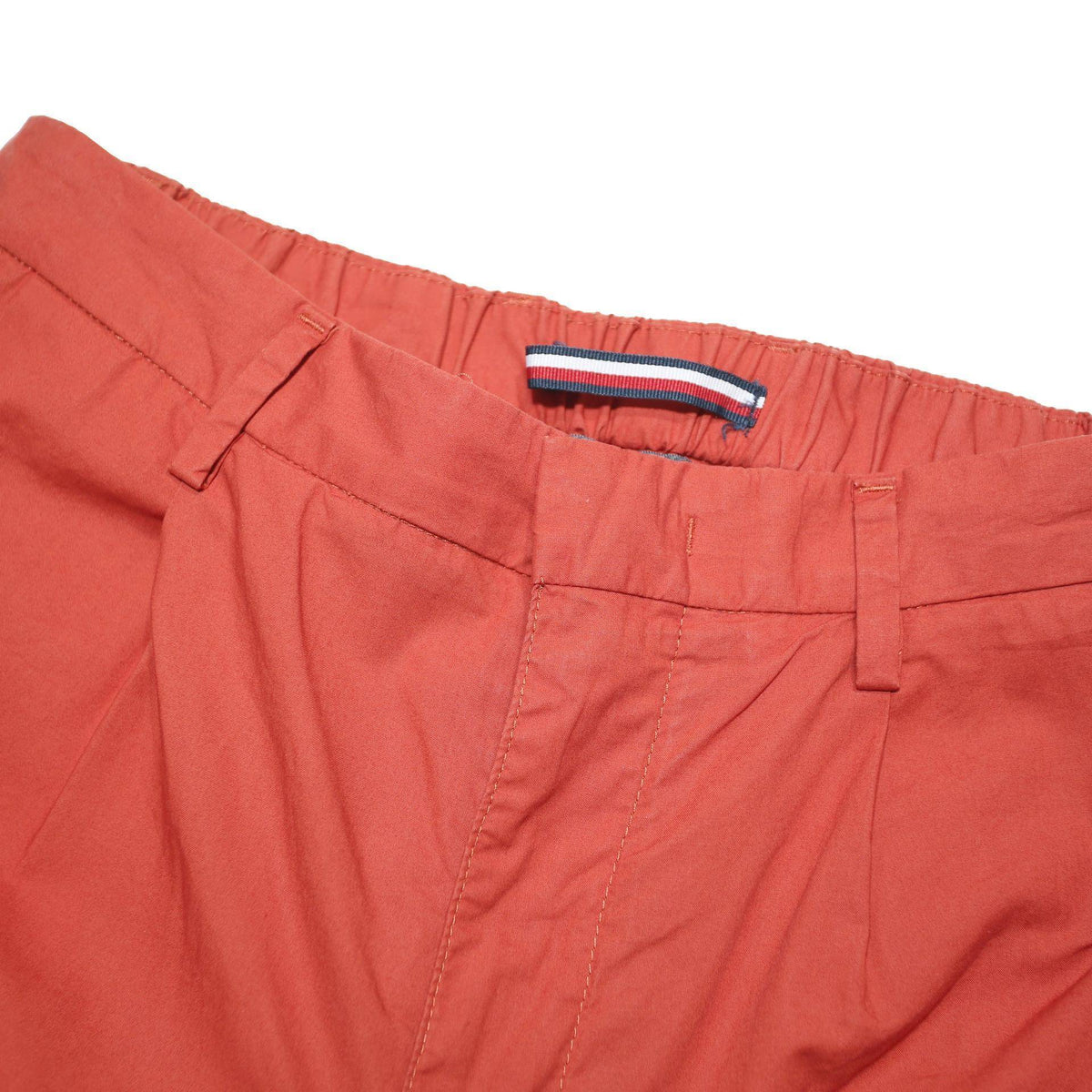 TOMMY HILFIGER Mens Regular Red Cotton Blend Trousers W28 L30 Clasp Pocket