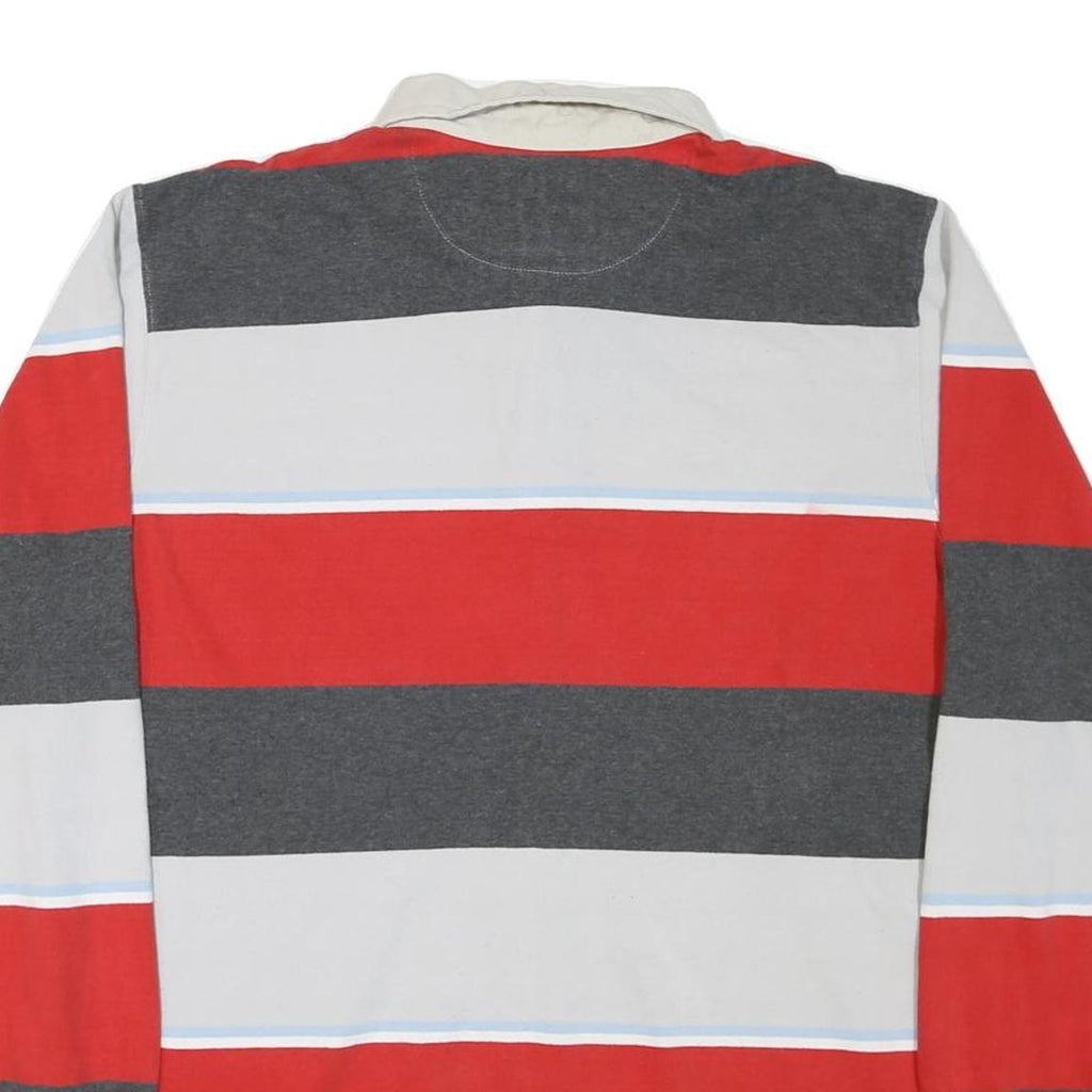 MOSSIMO Mens Red & Grey Striped Long Sleeve Polo Shirt XL Cotton Blend Casual