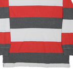 MOSSIMO Mens Red & Grey Striped Long Sleeve Polo Shirt XL Cotton Blend Casual