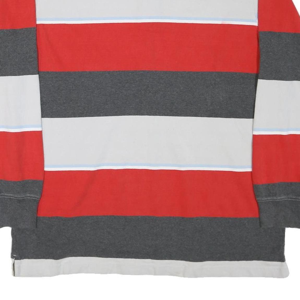 MOSSIMO Mens Red & Grey Striped Long Sleeve Polo Shirt XL Cotton Blend Casual
