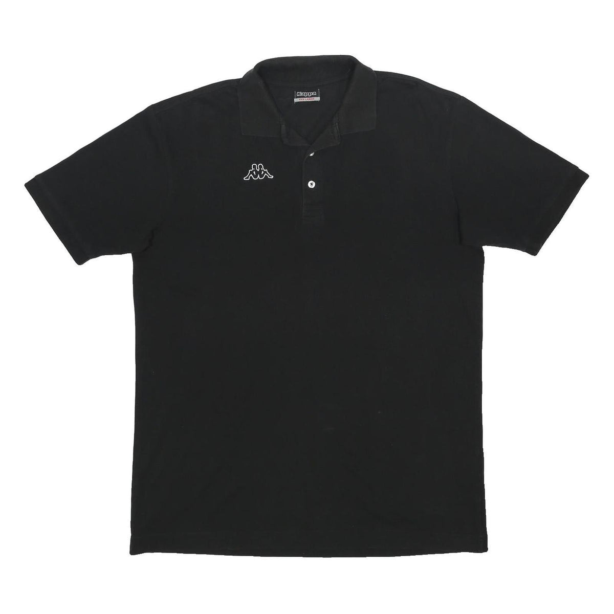 KAPPA Mens Black Short Sleeve Plain 3XL Cotton Polo Shirt Classic Fit