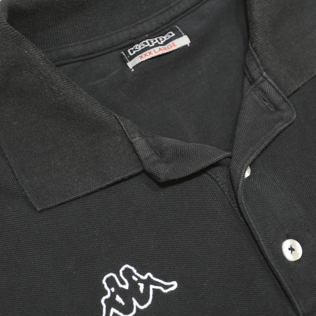 KAPPA Mens Black Short Sleeve Plain 3XL Cotton Polo Shirt Classic Fit