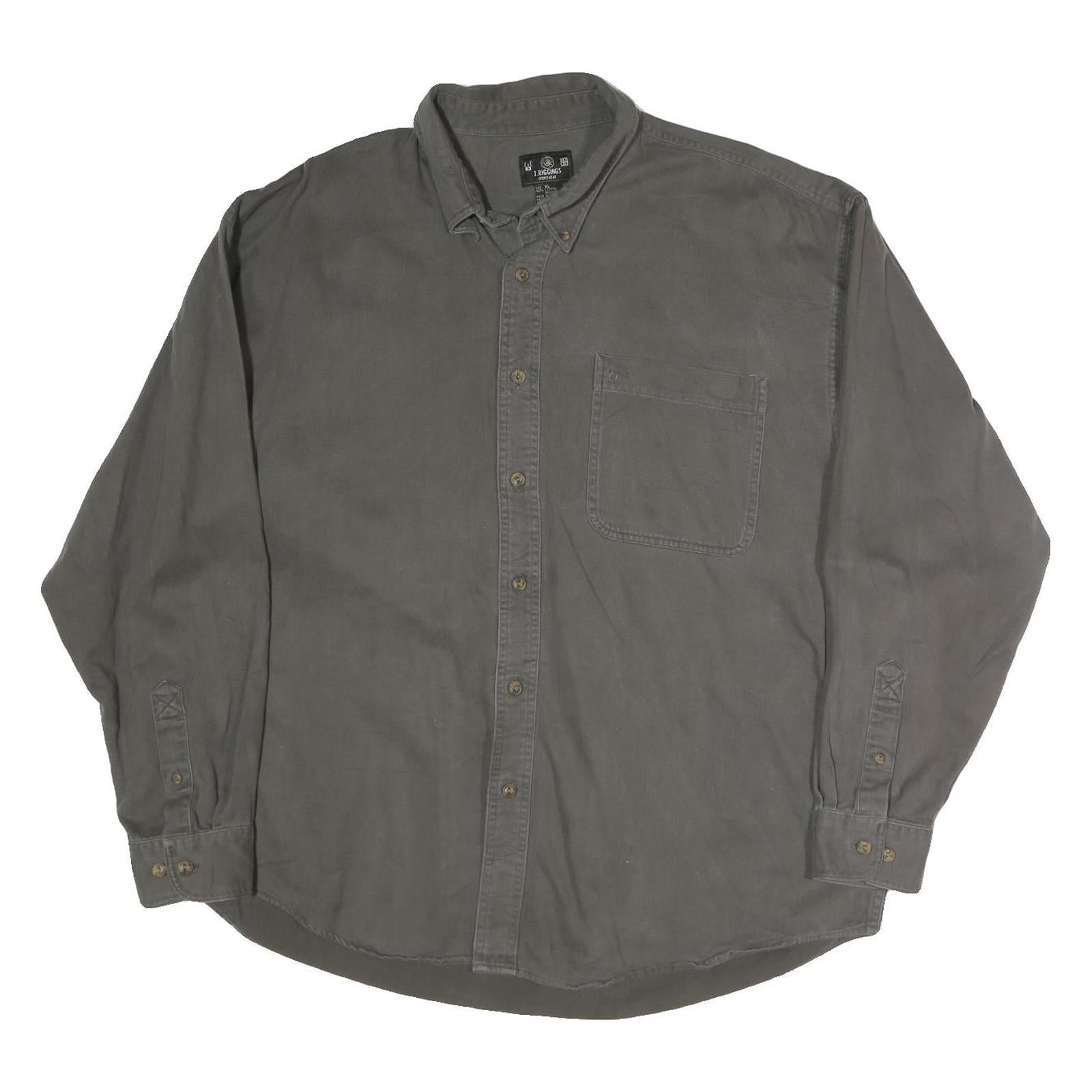 J.RIGGINGS Mens Grey Cotton Shirt M Casual Button Front Workwear