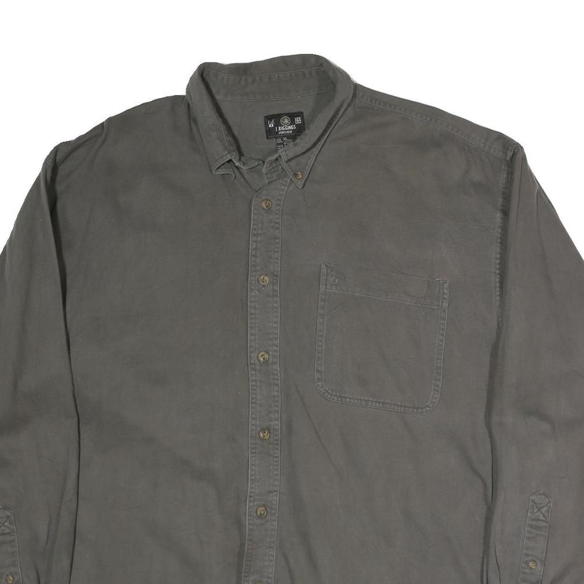 J.RIGGINGS Mens Grey Cotton Shirt M Casual Button Front Workwear