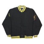 OPERATOR Mens Black & Yellow Button Jacket L Cotton Plain Casual Retro Bomber