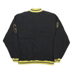 OPERATOR Mens Black & Yellow Button Jacket L Cotton Plain Casual Retro Bomber