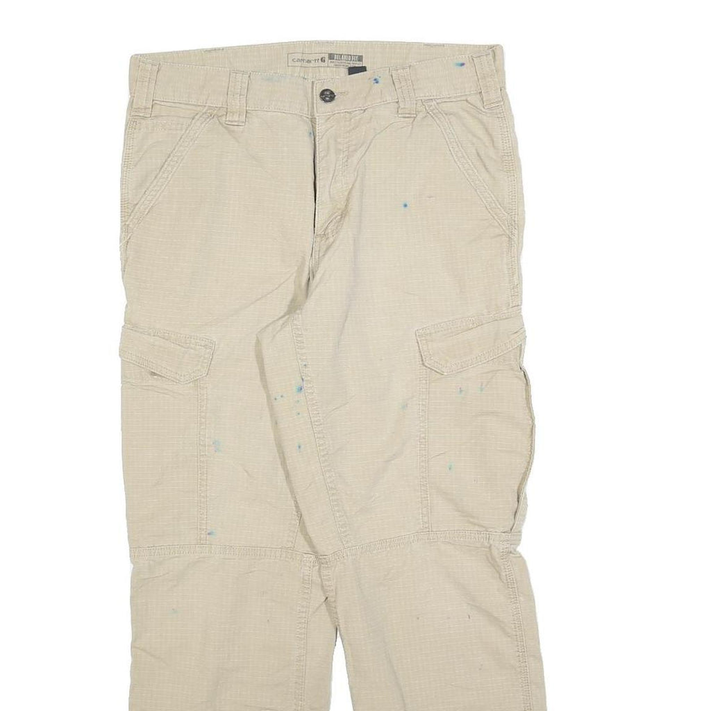 CARHARTT Mens Relaxed Beige Cotton Blend Cargo Trousers W32 L30 Durable Workwear