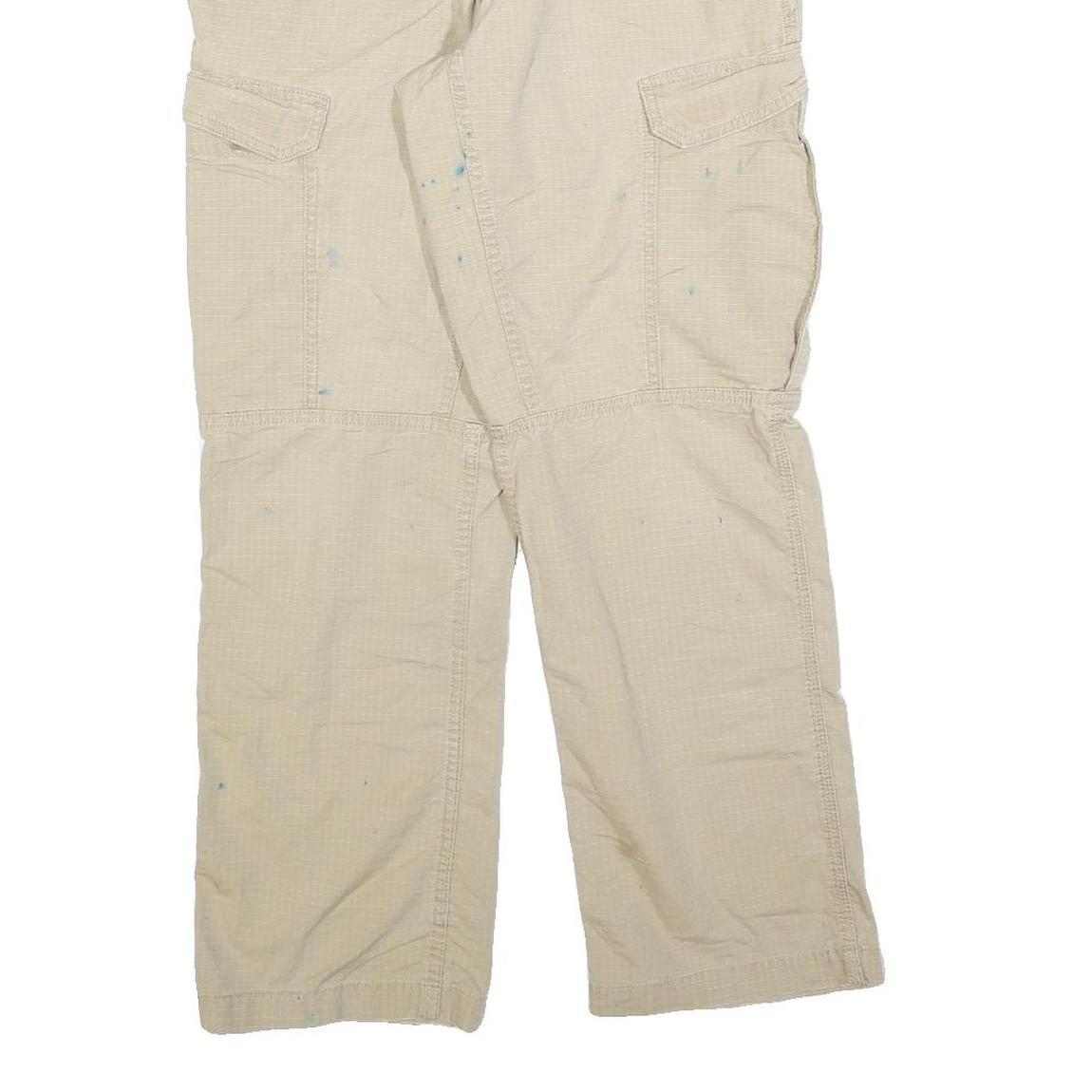 CARHARTT Mens Relaxed Beige Cotton Blend Cargo Trousers W32 L30 Durable Workwear
