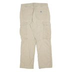CARHARTT Mens Relaxed Beige Cotton Blend Cargo Trousers W32 L30 Durable Workwear