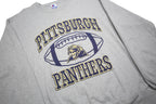 CHAMPION Mens Grey Pittsburgh Panthers Crew Neck L Cotton Blend Sweatshirt