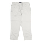 AQUASCUTUM Womens Cotton Blend White Regular Straight Trousers W28 L13 Smart