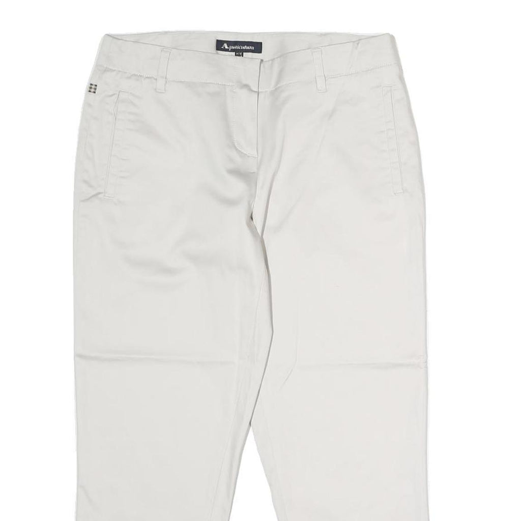 AQUASCUTUM Womens Cotton Blend White Regular Straight Trousers W28 L13 Smart