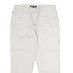 AQUASCUTUM Womens Cotton Blend White Regular Straight Trousers W28 L13 Smart