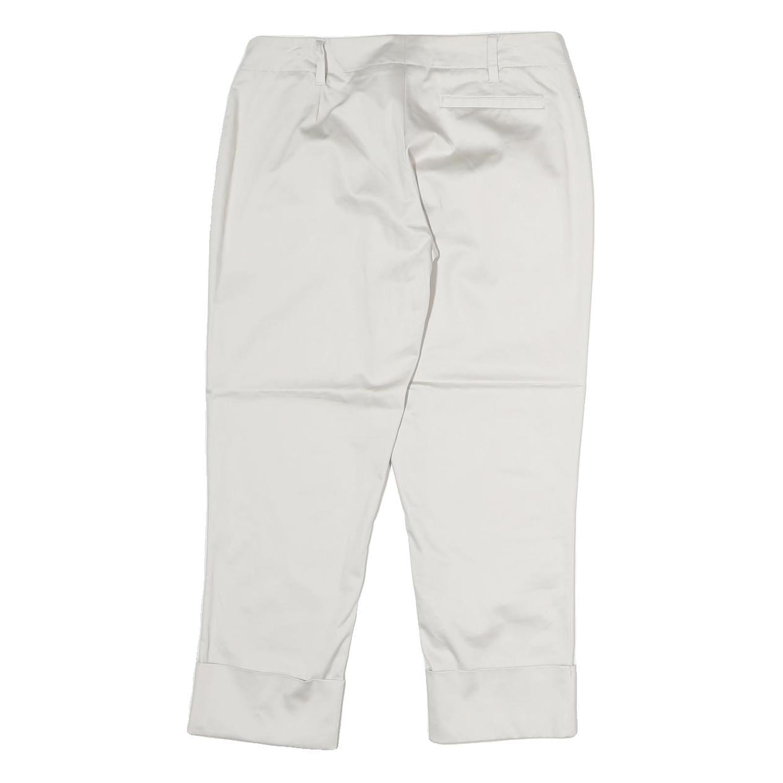 AQUASCUTUM Womens Cotton Blend White Regular Straight Trousers W28 L13 Smart