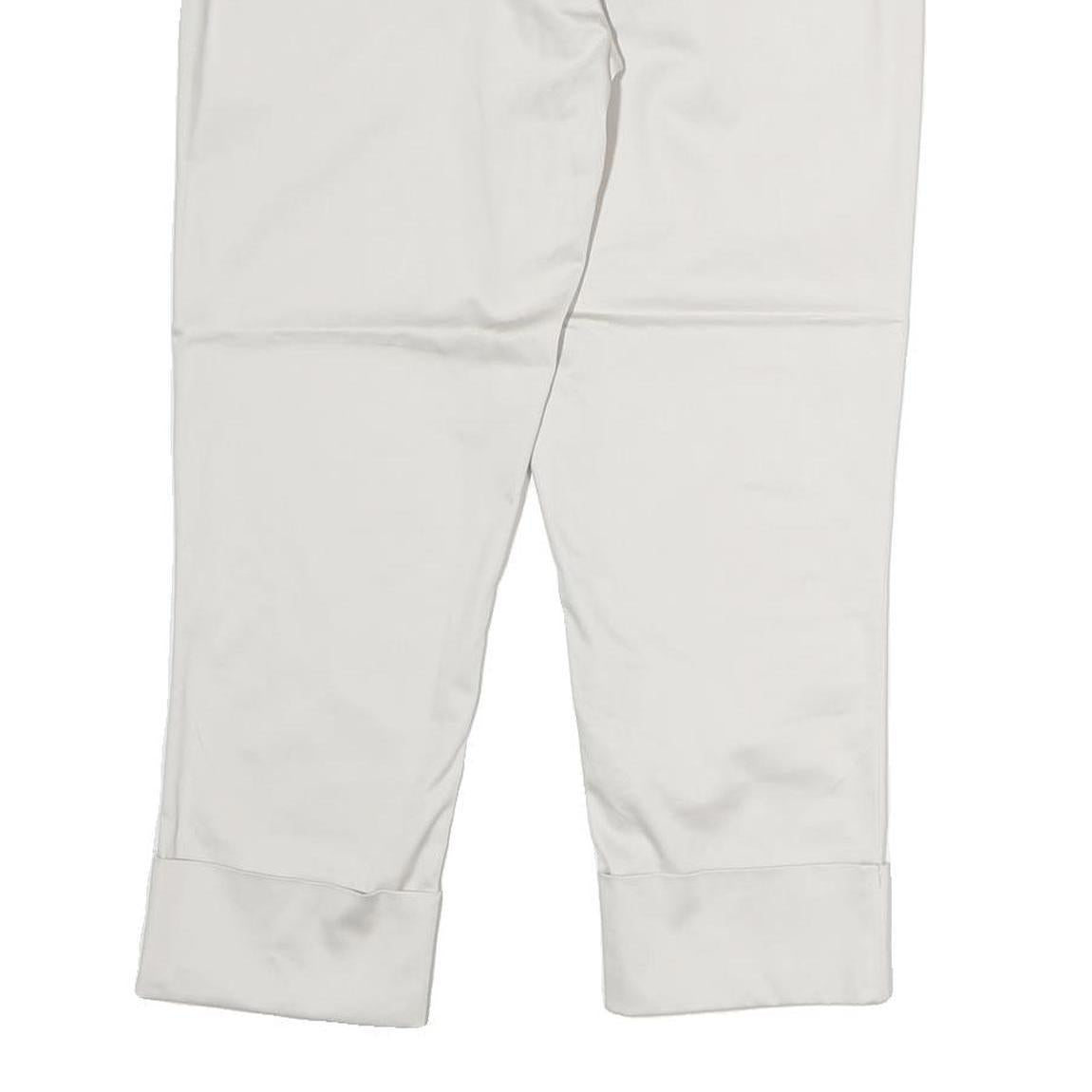 AQUASCUTUM Womens Cotton Blend White Regular Straight Trousers W28 L13 Smart