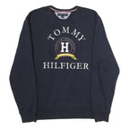 TOMMY HILFIGER Womens Navy Blue Crew Neck L Sweatshirt Cotton Pullover