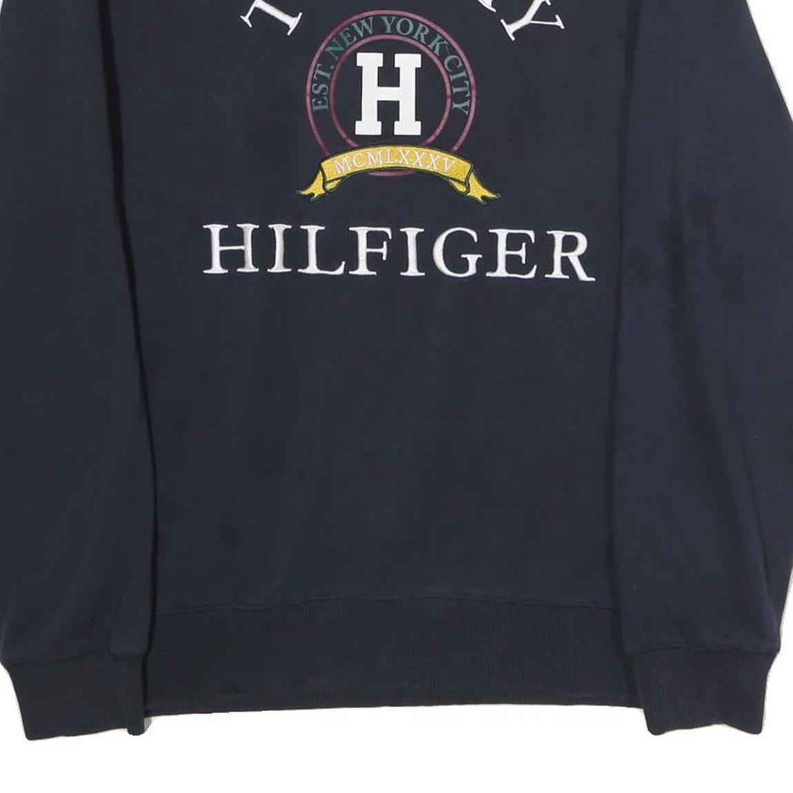 TOMMY HILFIGER Womens Navy Blue Crew Neck L Sweatshirt Cotton Pullover