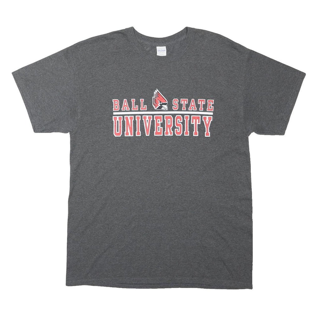 GILDAN Mens Grey Ball State University Graphic T-Shirt M Short Sleeve Crew Neck