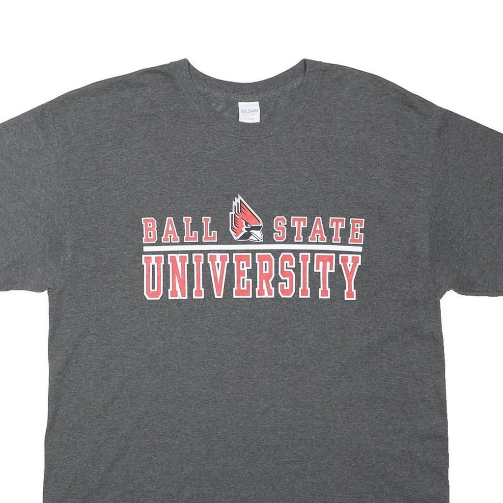 GILDAN Mens Grey Ball State University Graphic T-Shirt M Short Sleeve Crew Neck
