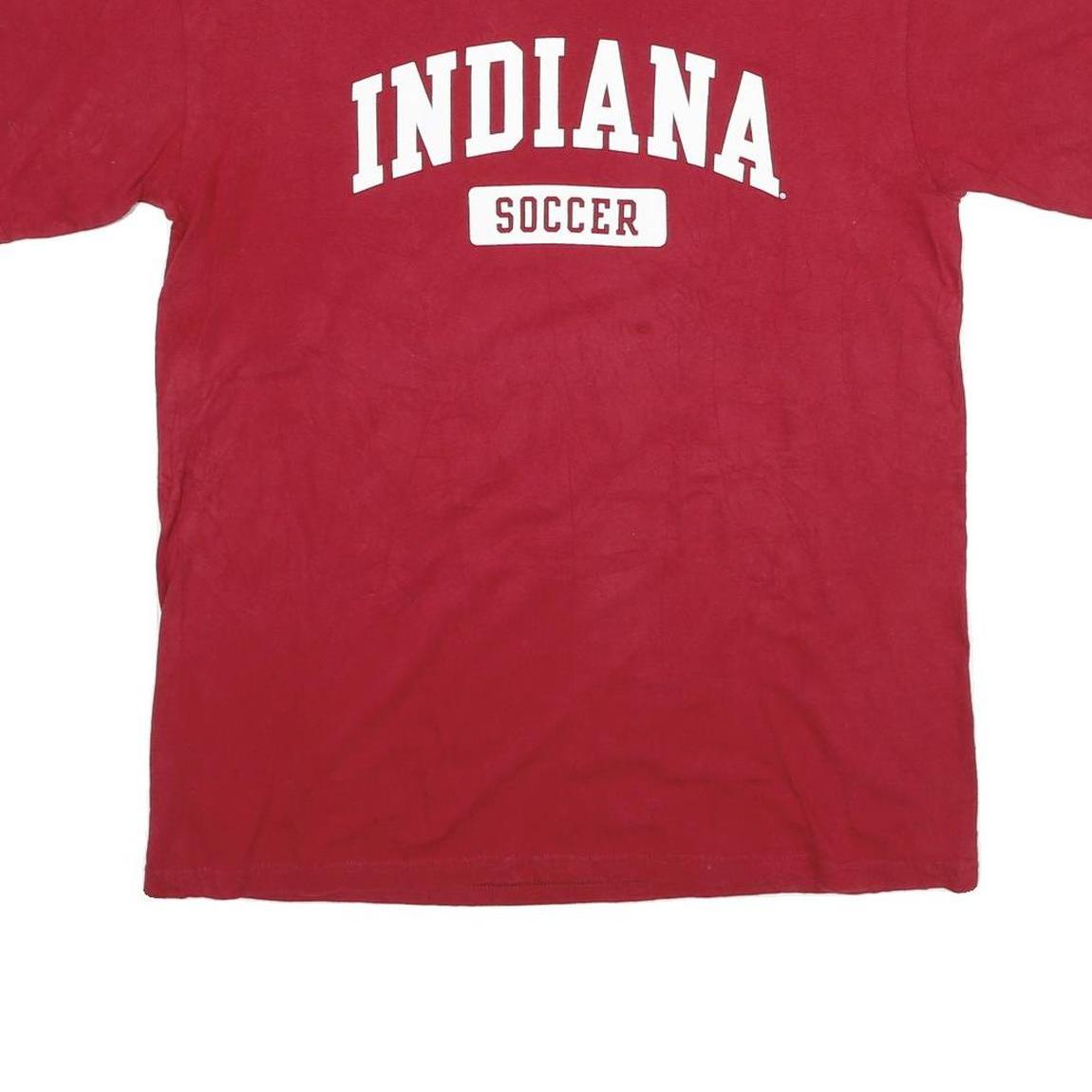 CHAMPION Mens Red Indiana Soccer T-Shirt L Short Sleeve Crew Neck Cotton Casual