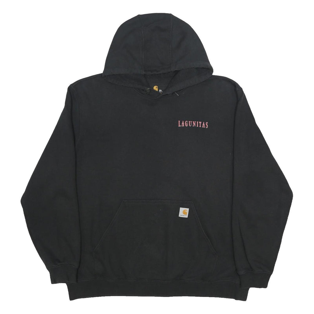 CARHARTT Mens Black Lagunitas Pullover 2XL Cotton Blend Hoodie Printed Logo