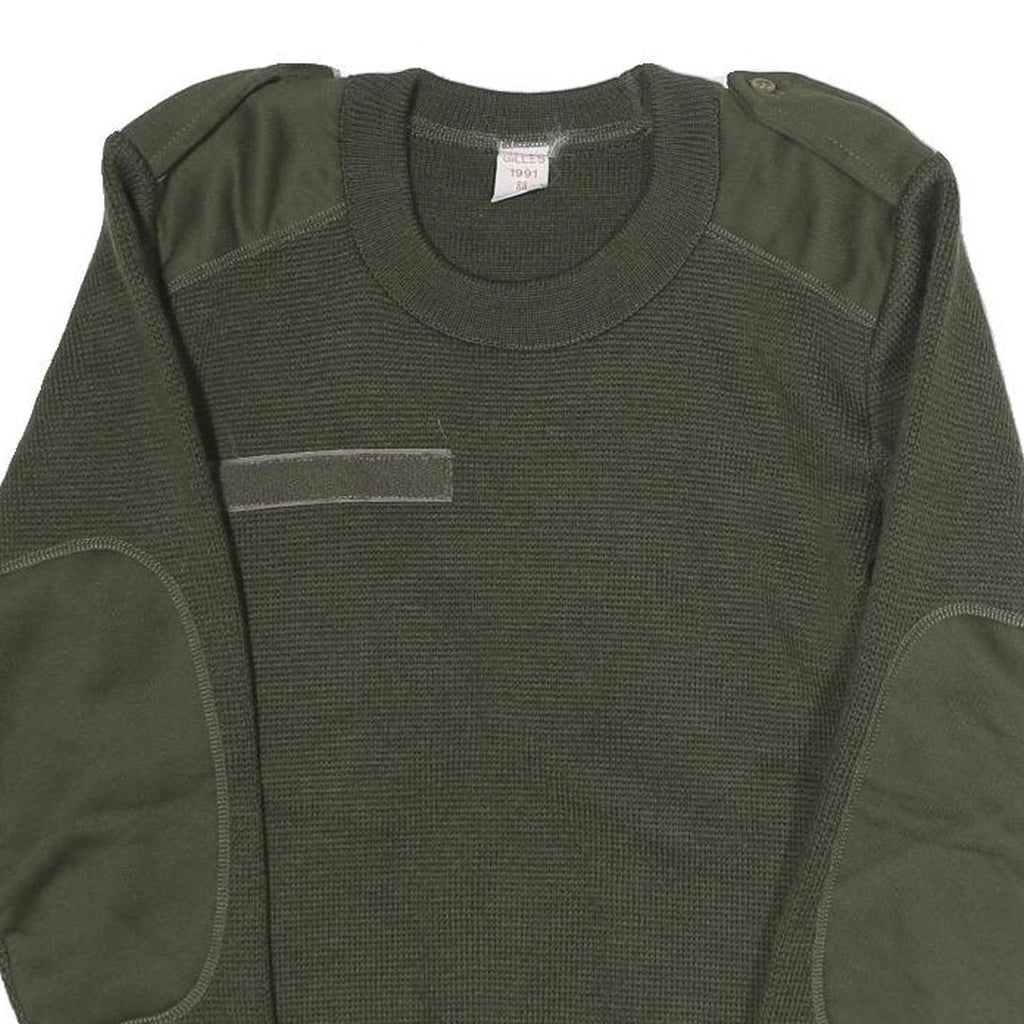 Mens Green Cotton Blend Crew Neck Military Style Sweatshirt M Durable Fit