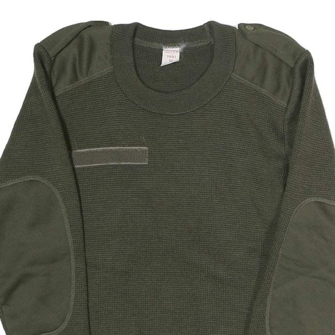 Mens Green Cotton Blend Crew Neck Military Style Sweatshirt M Durable Fit