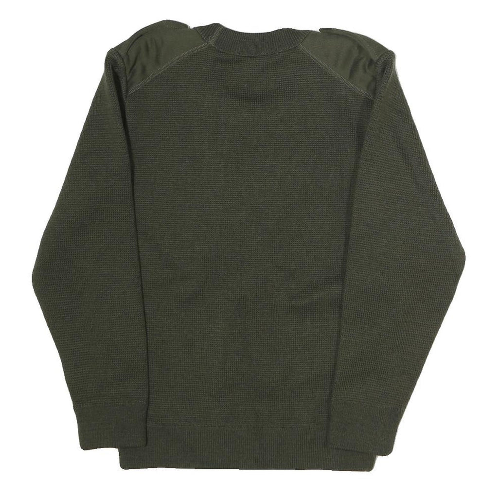Mens Green Cotton Blend Crew Neck Military Style Sweatshirt M Durable Fit