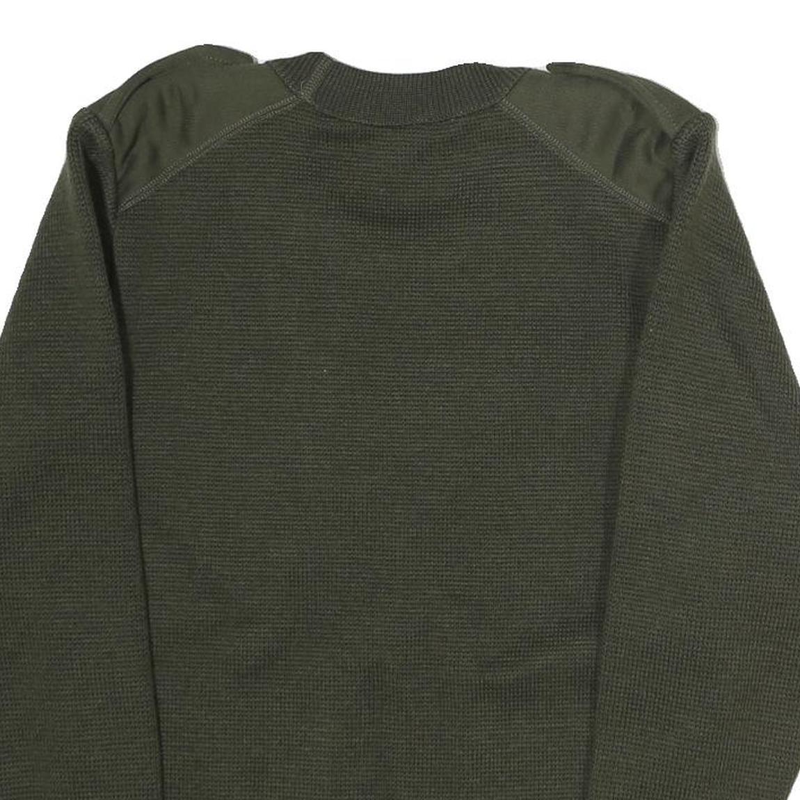 Mens Green Cotton Blend Crew Neck Military Style Sweatshirt M Durable Fit