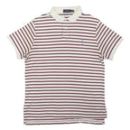 POLO RALPH LAUREN Mens White & Red Striped Short Sleeve Polo Shirt L Classic Fit