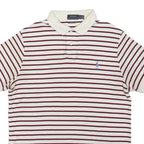 POLO RALPH LAUREN Mens White & Red Striped Short Sleeve Polo Shirt L Classic Fit