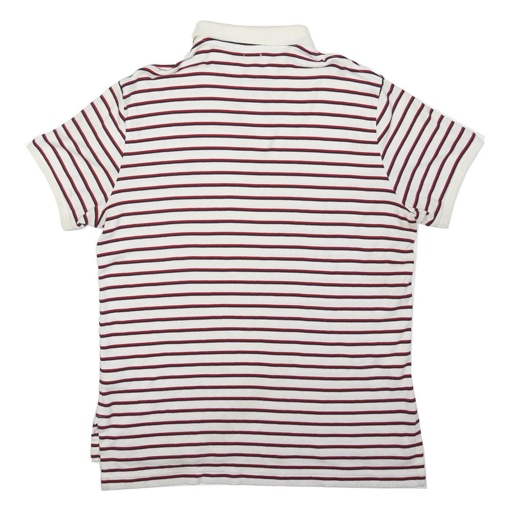 POLO RALPH LAUREN Mens White & Red Striped Short Sleeve Polo Shirt L Classic Fit
