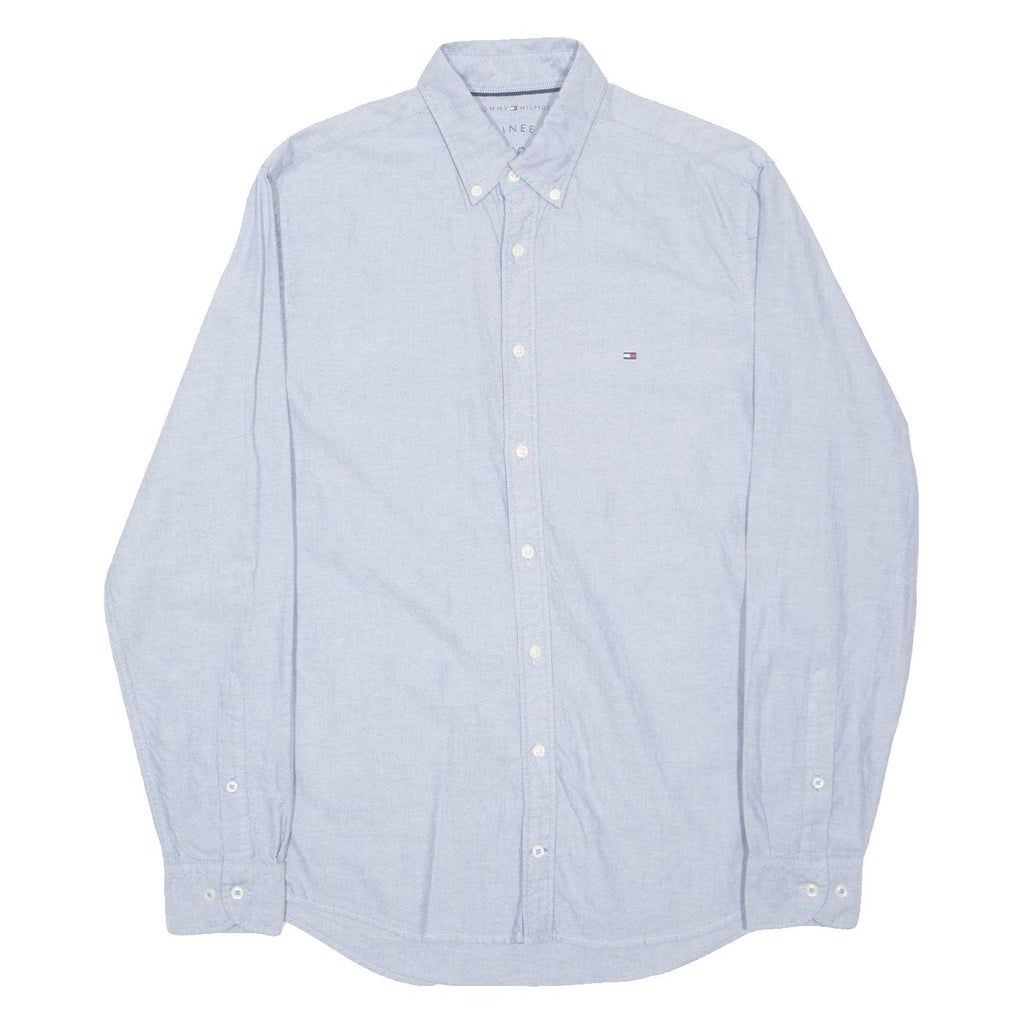 TOMMY HILFIGER Mens Plain Shirt Blue Long Sleeve S